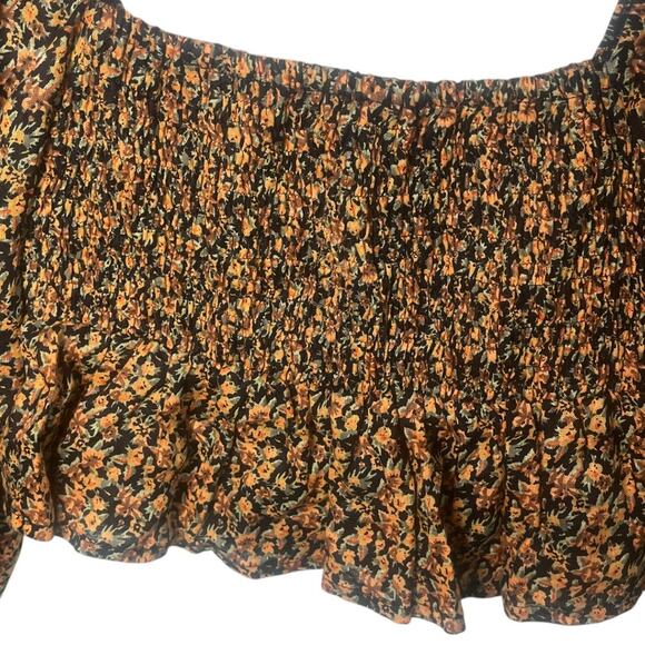 Faithfull The Brand X Revolve Vivica Linen Puff Sleeve Floral Crop Top Size 4 - Picture 4 of 5